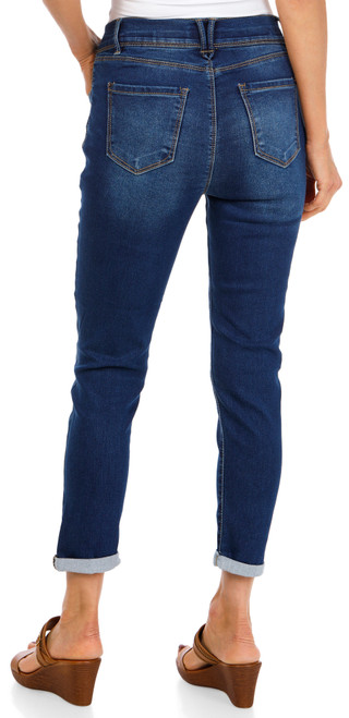 Thumbnail 2: Curve Appeal Women's Double Button Skinny Roll Up Crop Pants 