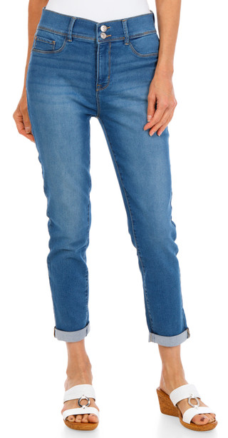 Thumbnail 1: Curve Appeal Women's Double Button Skinny Roll Up Crop Pants 