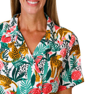 Thumbnail 3: America & Beyond Women's Jaguar Paradise Short Sleeve Jumpsuit 