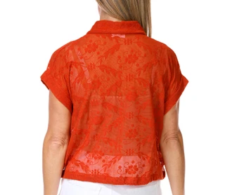 Thumbnail 2: Kaktus Women's Short Sleeve Lace Button Down Top 