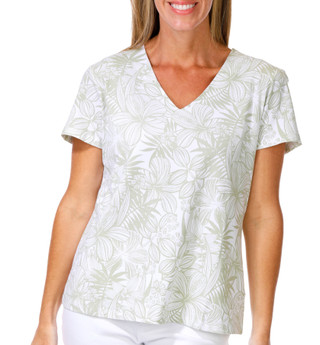 Thumbnail 1: Hearts of Palm Women's Short Sleeve V Neck Top 