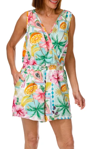 Thumbnail 2: Nina Leonard Women's Sleeveless Smocked Waist Romper 