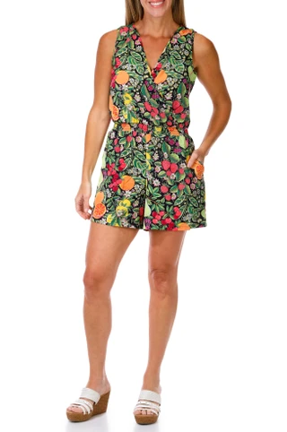 Thumbnail 1: Nina Leonard Women's Smocked Waist Romper 