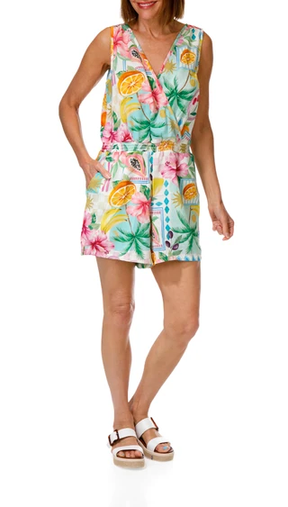 Thumbnail 1: Nina Leonard Women's Sleeveless Smocked Waist Romper 