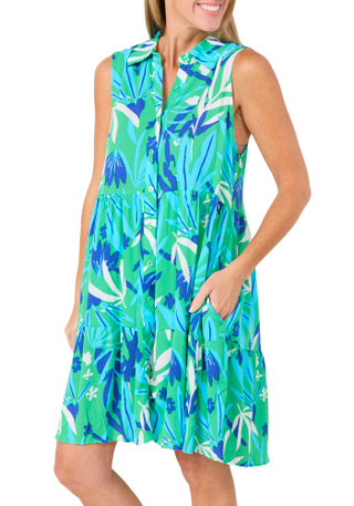 Thumbnail 3: Kaktus Women's Sleeveless Button Front Dress 