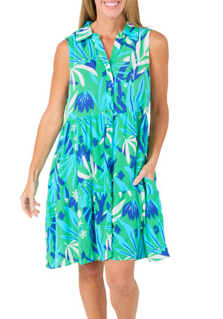 Thumbnail 1: Kaktus Women's Sleeveless Button Front Dress 