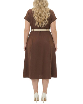 Thumbnail 2: Ny Collection Plus Solid Belted A-line Dress 