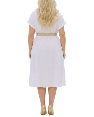 Thumbnail 3: Ny Collection Plus Solid Belted A-line Dress 