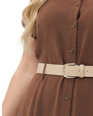 Thumbnail 3: Ny Collection Plus Solid Belted A-line Dress 