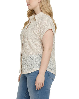 Thumbnail 2: Ny Collection Plus Lace Short Sleeve Top 