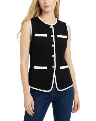 Thumbnail 1: Ny Collection Women's Contrast Edge Sleeveless Vest 