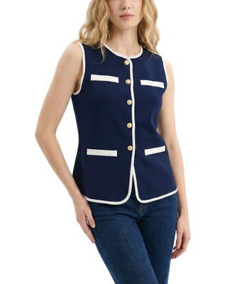 Thumbnail 1: Ny Collection Women's Contrast Edge Sleeveless Vest 