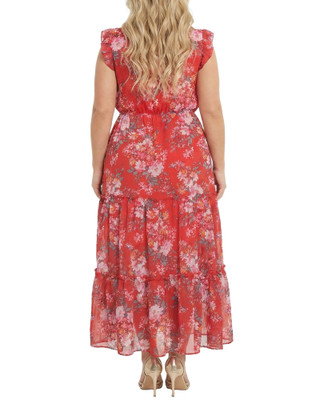 Thumbnail 3: Ny Collection Plus Floral Tiered Midi Dress 