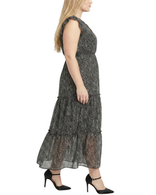 Thumbnail 4: Ny Collection Plus Floral Tiered Midi Dress 