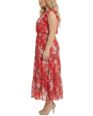 Thumbnail 4: Ny Collection Plus Floral Tiered Midi Dress 