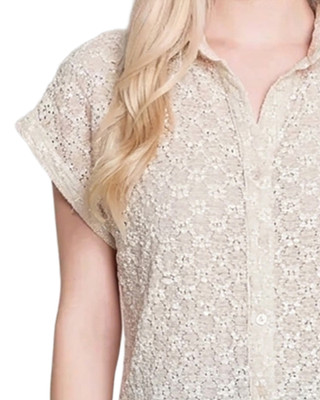 Thumbnail 3: Ny Collection Petite Lace Short Sleeve Top 
