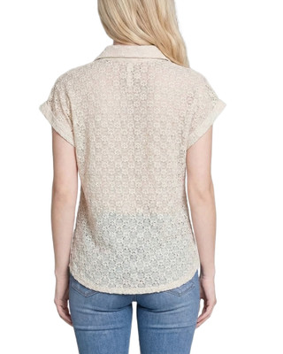 Thumbnail 4: Ny Collection Petite Lace Short Sleeve Top 