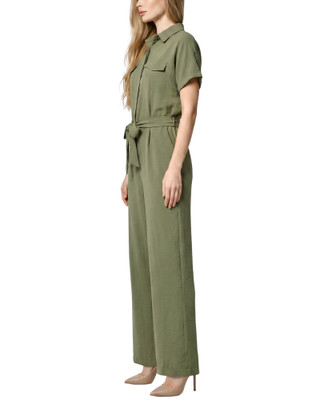 Thumbnail 2: Ny Collection Petite Solid Belted Short Sleeve Jumpsuit 