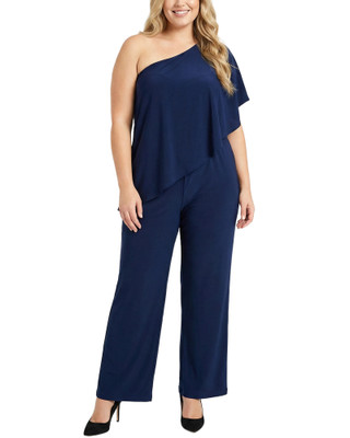 Thumbnail 1: Ny Collection Plus Knit Cape Top Jumpsuit 