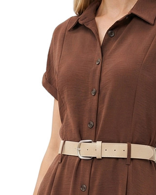 Thumbnail 3: Ny Collection Petite Solid Belted A-line Dress 