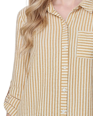 Thumbnail 2: Ny Collection Petite Striped Button Down Top 