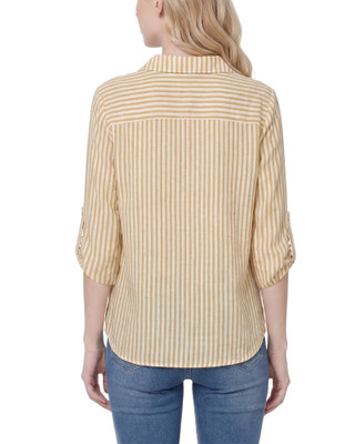 Thumbnail 3: Ny Collection Petite Striped Button Down Top 