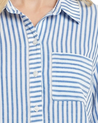 Thumbnail 2: Ny Collection Petite Striped Button Down Top 