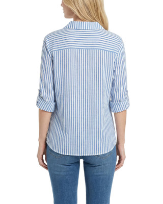 Thumbnail 3: Ny Collection Petite Striped Button Down Top 
