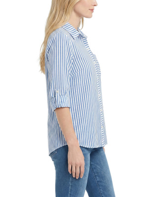 Thumbnail 4: Ny Collection Petite Striped Button Down Top 