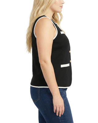 Thumbnail 3: Ny Collection Plus Contrast Edge Sleeveless Vest 
