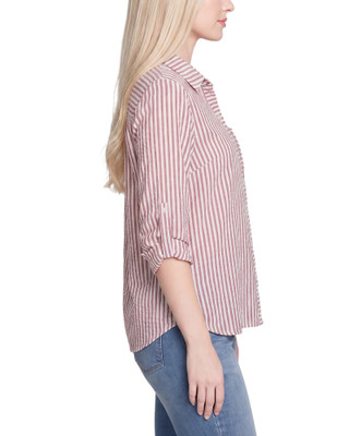 Thumbnail 2: Ny Collection Women's Striped Button Down Top 