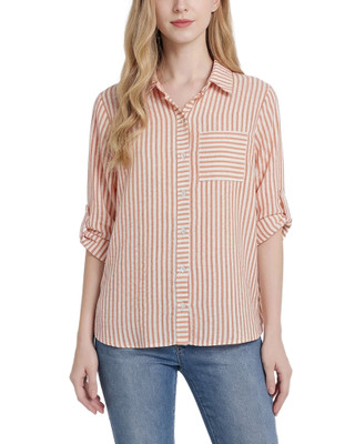 Thumbnail 1: Ny Collection Women's Striped Button Down Top 