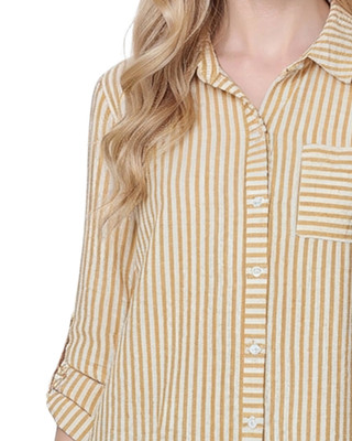 Thumbnail 2: Ny Collection Women's Striped Button Down Top 