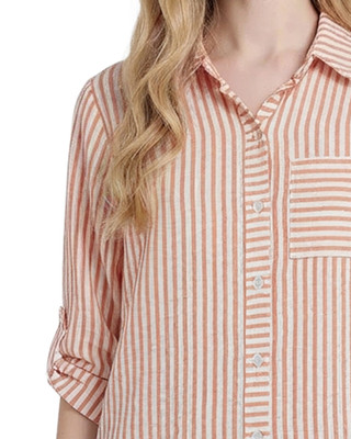 Thumbnail 4: Ny Collection Women's Striped Button Down Top 