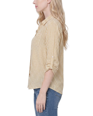 Thumbnail 4: Ny Collection Women's Striped Button Down Top 