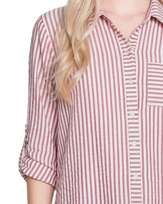 Thumbnail 4: Ny Collection Women's Striped Button Down Top 