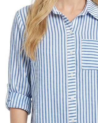 Thumbnail 4: Ny Collection Women's Striped Button Down Top 