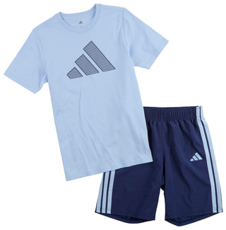 Thumbnail 1: Adidas Big Boy's 2 Pc Stripe Logo Short Set 