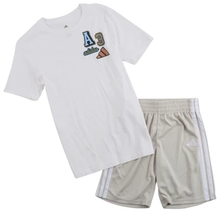 Thumbnail 1: Adidas Big Boys 2 Pc Chest Logo Tee Stripe Short Set 