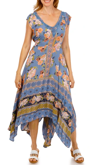 Thumbnail 1: Lola P Women's Sleeveless Hanky Hem Midi Dress 