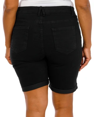 Thumbnail 2: Angels Women's Plus Comfort Stretch Roll Tab Shorts 