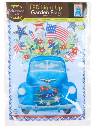 Thumbnail 1: Briarwood Lane 12x18 American Flags & Truck LED Garden Flag 