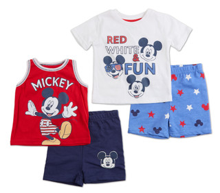 Thumbnail 1: Disney Baby Boys 4 Pc Americana Mickey Shorts Set 