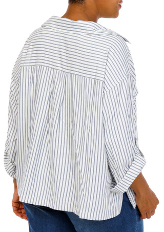 Thumbnail 2: MAX STUDIO Women's Plus Striped Two Pocket Henley Top 