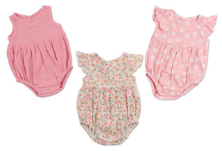 Thumbnail 1: Chick Pea Baby Girls 3 Pk Creepers 