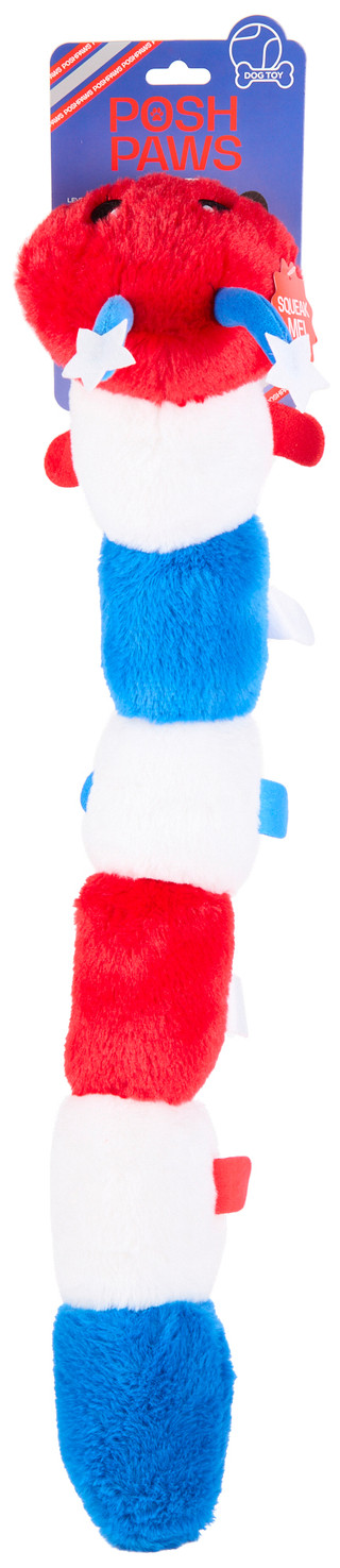 Thumbnail 1: Posh Paws 29 in Americana Caterpillar Squeaker Dog Toy 