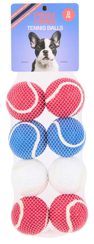 Thumbnail 1: Posh Paws 8 Pk Americana Tennis Balls for Dogs 