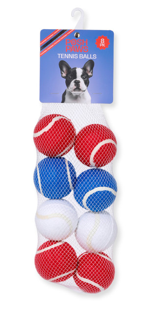 Thumbnail 2: Posh Paws 8 Pk Americana Tennis Balls for Dogs 
