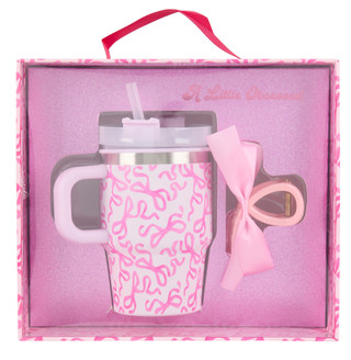 Thumbnail 1: A little obsessed 14 oz Stainless Steel Tumbler & Bow Hair Clip Gift Set 