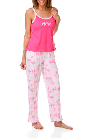 Thumbnail 1: Aeropostale Juniors 2 Pc Lace Trimmed Tank & Pants Pajama Set 
